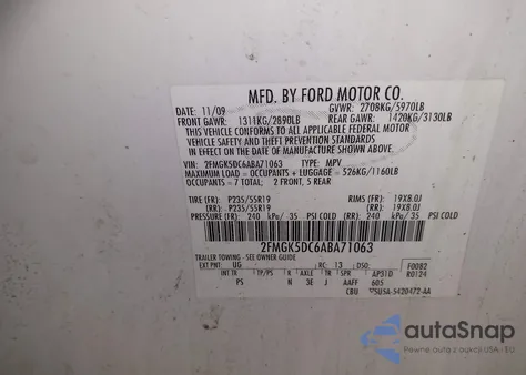 2010 Ford Flex Limited from USA, damaged, VIN 2FMGK5DC6ABA71063